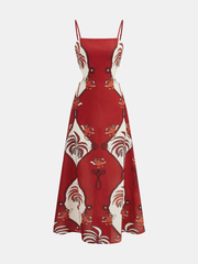 Tropical Print Cut-Out Cami Maxi Dress