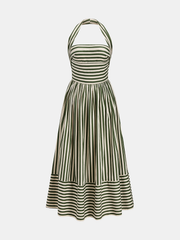 Striped Halter Neck Maxi Dress