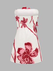 3D Floral Strapless Mini Dress