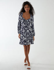 Elasticated Sweetheart Neck Mini Dress