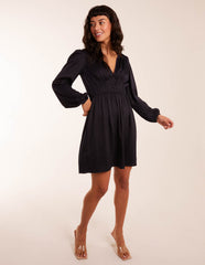 Long Sleeve V Neck Mini Dress