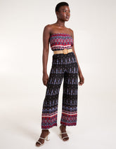 Aztec Woven Belted Bandeau Jumpsuit