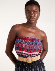 Aztec Woven Belted Bandeau Jumpsuit