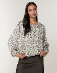 Leopard Print Elasticated Hem Blouse