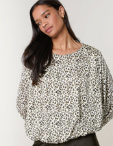 Leopard Print Elasticated Hem Blouse