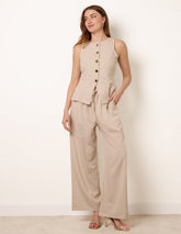 Round Neck Button Through Vest & Trouser Set