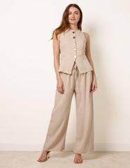 Round Neck Button Through Vest & Trouser Set