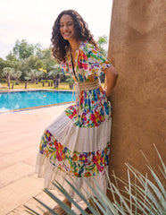 Bright Print Tiered Dress
