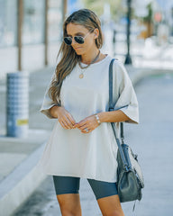Brandon Cotton Oversized Tee - Sand