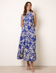 Topical Leaf Print Maxi Dress