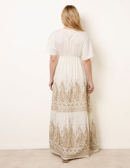 Metallic Embroidered Maxi Dress