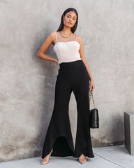 Cherie Colorblock Flare Jumpsuit - Beige/Black