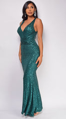 Milan Emerald Green Sequin Gown