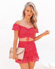 Forever After All Floral Smocked Skort - Red