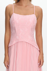 Cambridge Accordion Pleat Corset Dress Pink