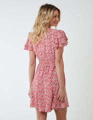 Double Ruffle Empire Shirred Mini Dress