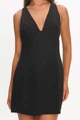 Ashe Crossover Back V Neck Mini Dress Black