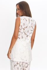 Belmara 3D Floral Lace Top White