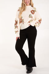 Sequin Flower Cropped Jumper