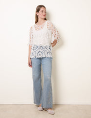 Crochet Detailed Kimono Top