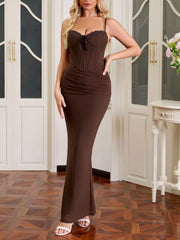 Lace Trim Sweetheart Neck Maxi Dress