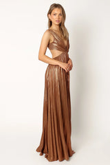Shania Pleated Maxi Dress - Bronze