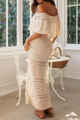 Crochet Off-Shoulder Maxi Dress