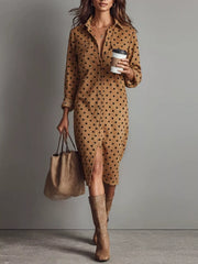 Polka Dot Button-Down Midi Dress