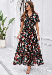 Fiora Floral Maxi Dress - black