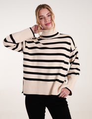 Wide Stripe Roll Neck Jumper
