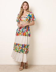 Bright Print Tiered Dress