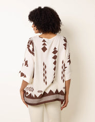 Linen Geometric Print Top