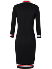 Striped Long Sleeve Bodycon Midi Dress