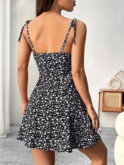 Floral Print Tie Strap Mini Dress