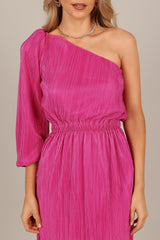 Pontee One Shoulder Pleated Midi Dress - Orchid