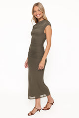Abbie Off Shoulder Maxi Dress - Olive