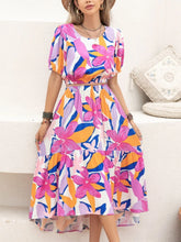 Printed Round Neck Top and Skirt Set