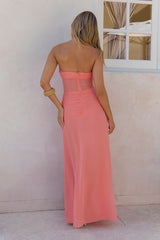 Evening Magnolia Strapless Maxi Dress Peach