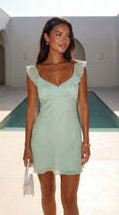 Mintéa Ruffle Trim Mini Dress - Green