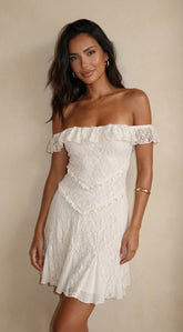 Heirloom Lace Mini Dress - Cream White