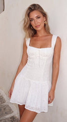 Marais Eyelet Mini Dress - White