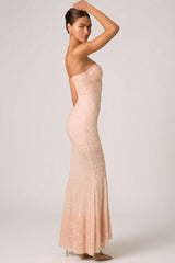 Embellished Sweetheart-Neck Fishtail Gown in Dusty Rose
