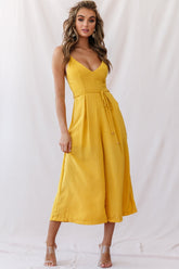 Brighton Low Back Wide Leg Jumpsuit Mustard