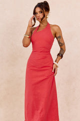 Shot Twist Maxi Dress - Red