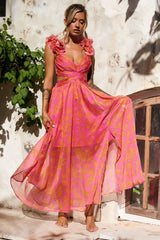 Sunset Paint Maxi Dress - Pink Orange