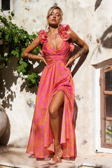 Sunset Paint Maxi Dress - Pink Orange