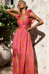Sunset Paint Maxi Dress - Pink Orange