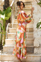 Tropic Muse Chiffon Maxi Dress - Orange Multi