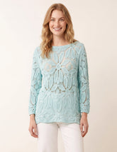 Flower Crochet Long Sleeve Top