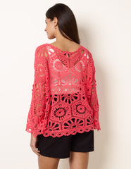 Crochet Top With Flared Sleeves